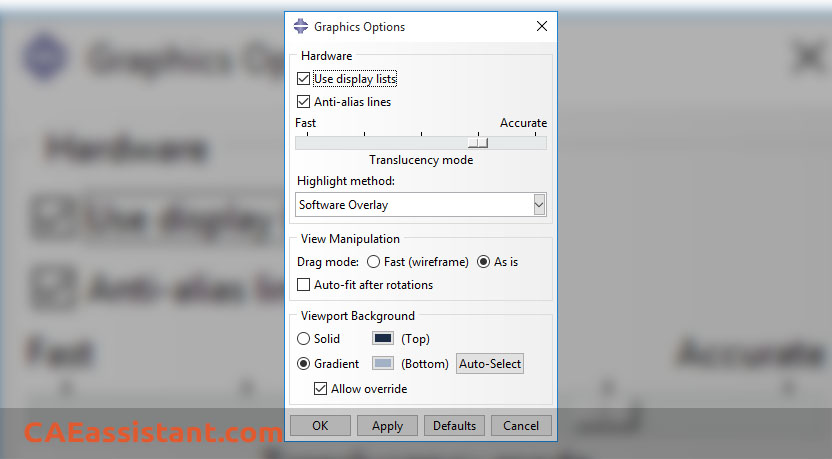 Graphics Options Window | Abaqus viewer