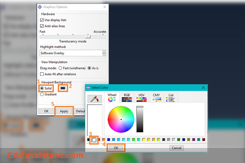 Changing background in Abaqus - CAE Assistant
