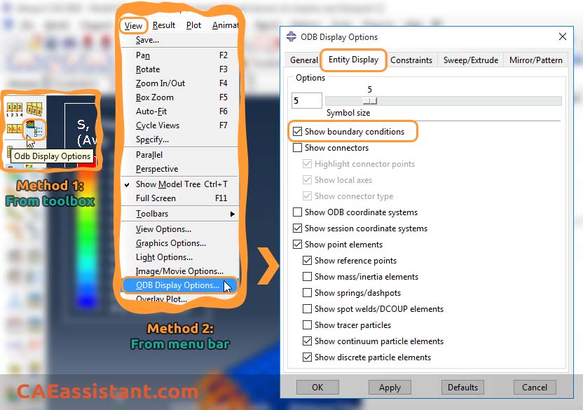 Displaying boundary conditions in Abaqus | Abaqus result