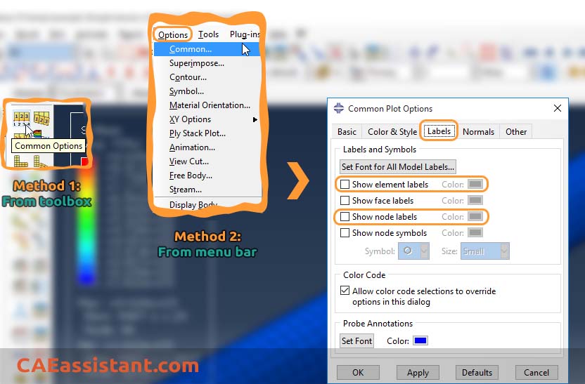 Displaying Node and Element Label in Abaqus Visualization