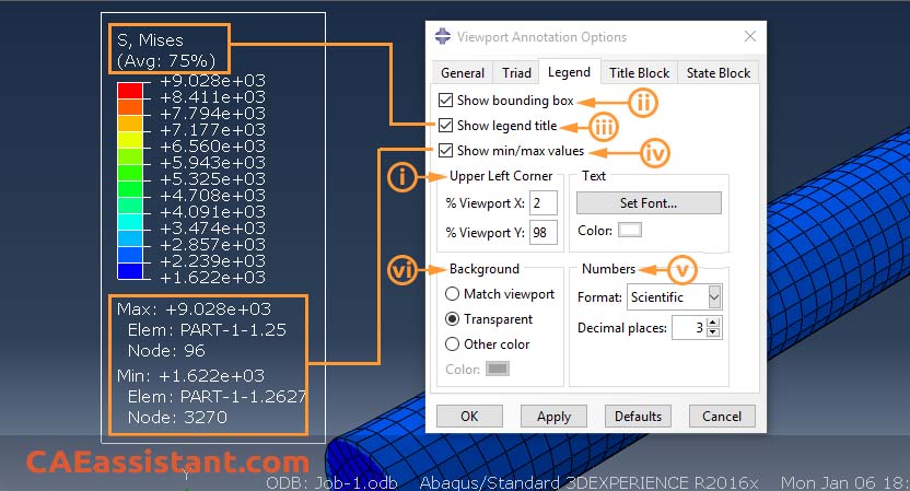 Modifying legend display in Abaqus result