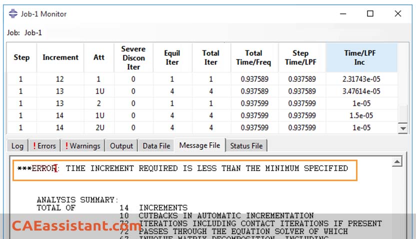 Errors written in .msg file