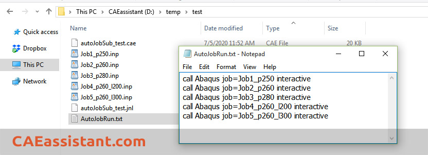 call abaqus to run jobs in txt file