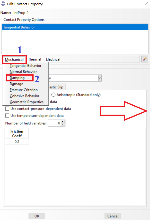 Figure 1: Contact damping through GUI, right figure is about depend on the step which method need to be used