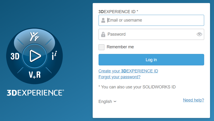 Log in in 3D experience ID