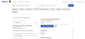 search for a job on the Indeed website | fea project earn money | FEA projects