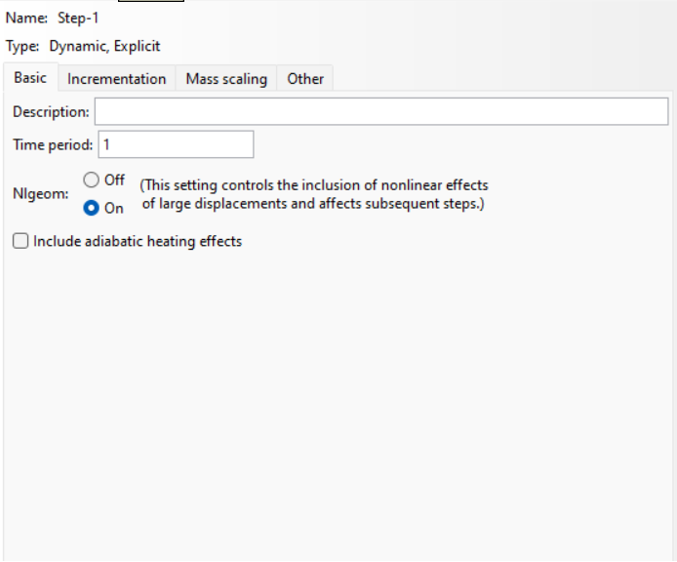 Basic settings for dynamic Explicit