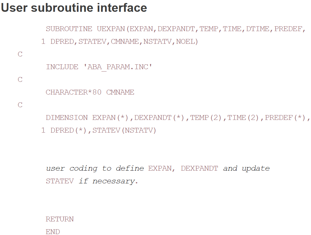 UEXPAN subroutine interface