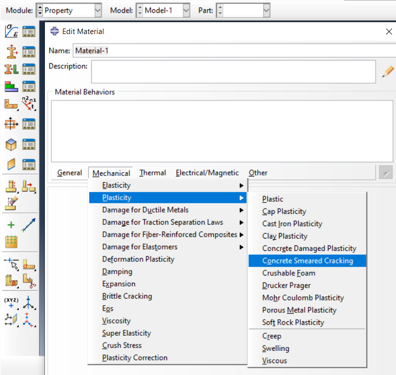 Defining Smeared crack model in Abaqus