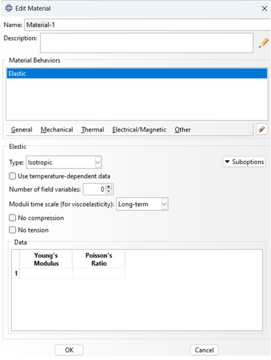 Define linear material in Abaqus