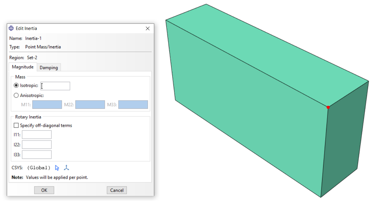 Defining the isotropic mass value as a Abaqus point mass