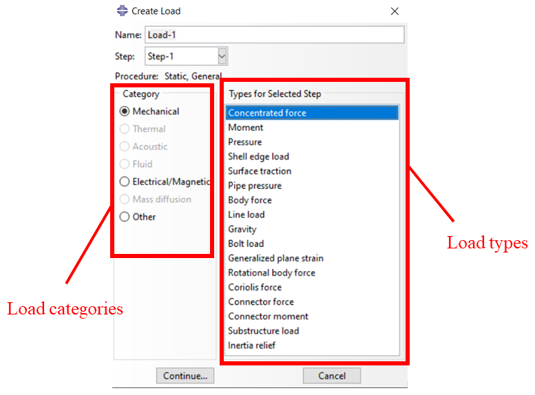 Abaqus Load types