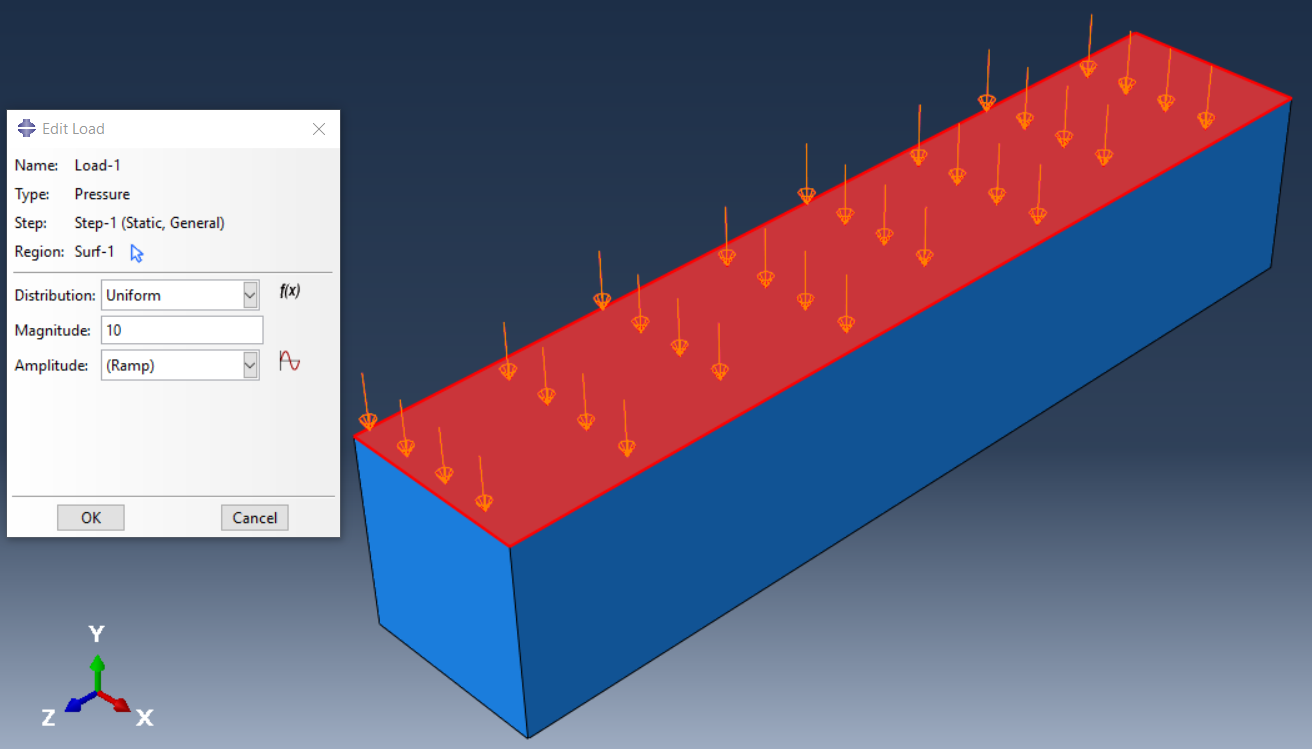 Selected surface and magnitude of the Pressure