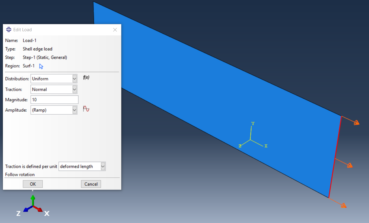 Shell Edge Load applied on shell element