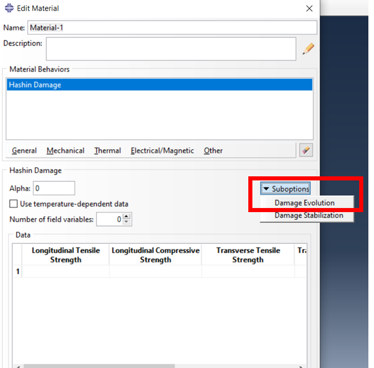 Damage Evolution option in Abaqus