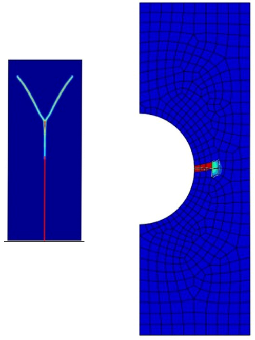 An example of releasing a crack on X-FEM