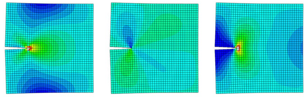 Simulation crack, The stress fields around the crack 