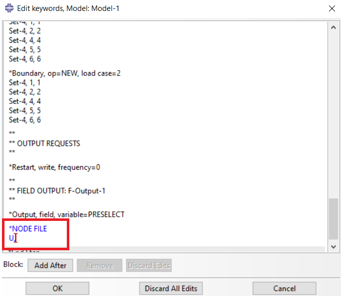 Importing the node file command in the Buckle step