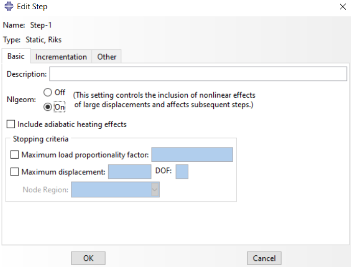 Choosing Static, Riks Step