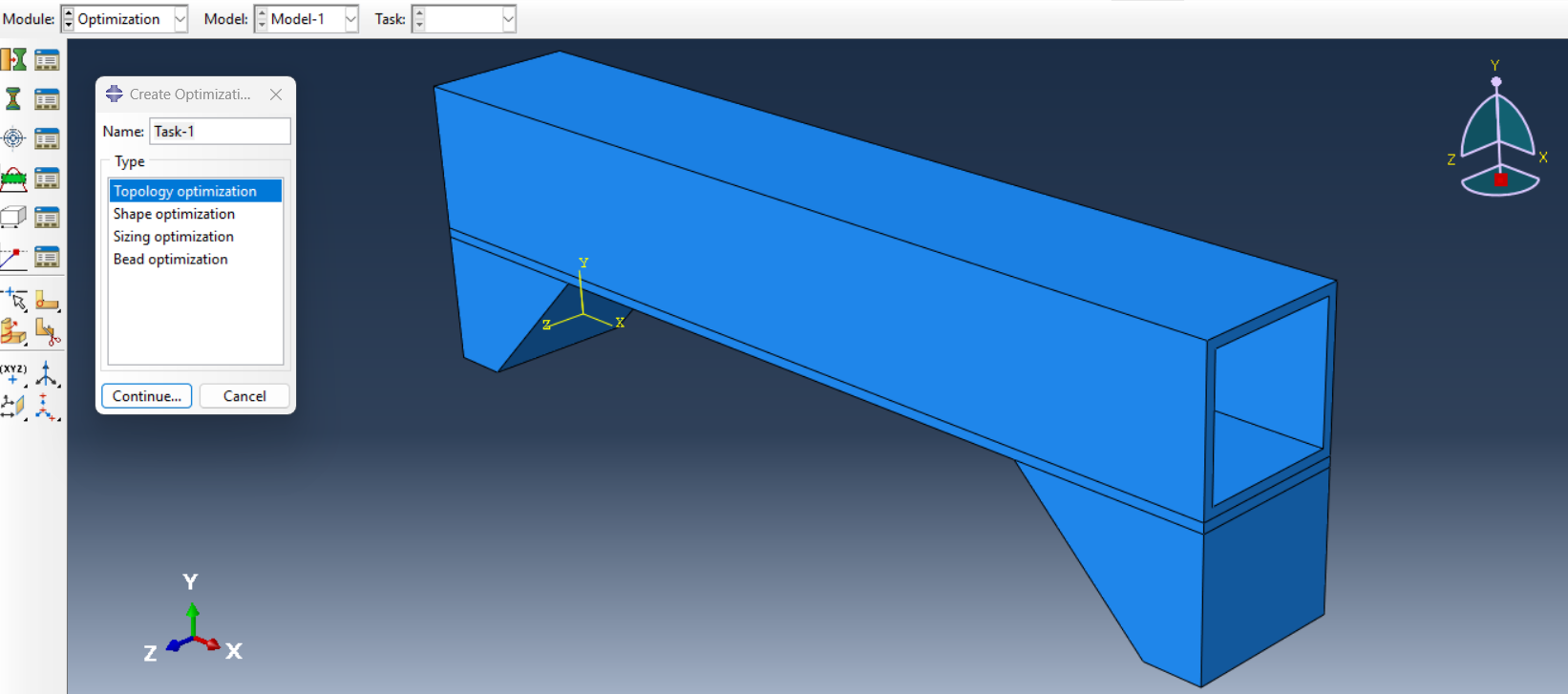 Choosing topology optimization task