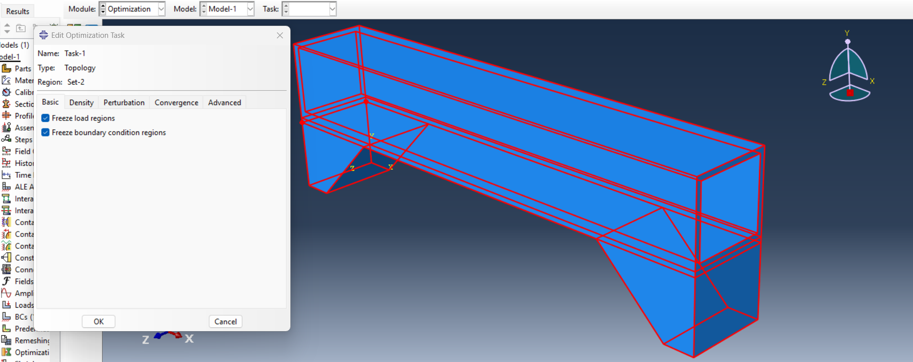 Freezing loading and boundary conditions