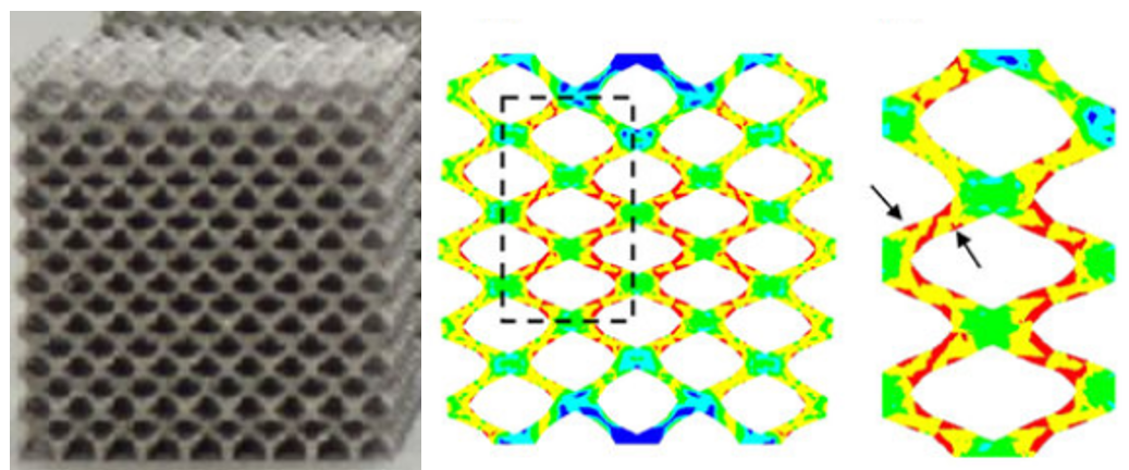 A detailed FEA model of a honeycomb structure 