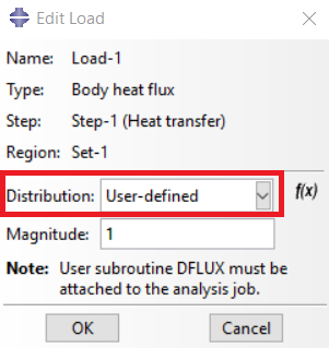 Applying DFLUX subroutine as user-defined distribution