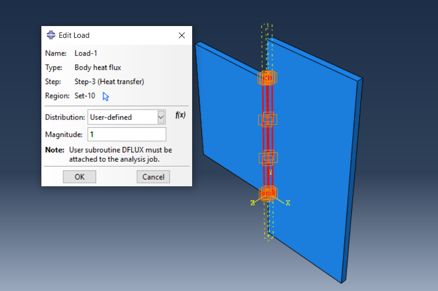 Applying heat to sheets by DFLUX subroutine