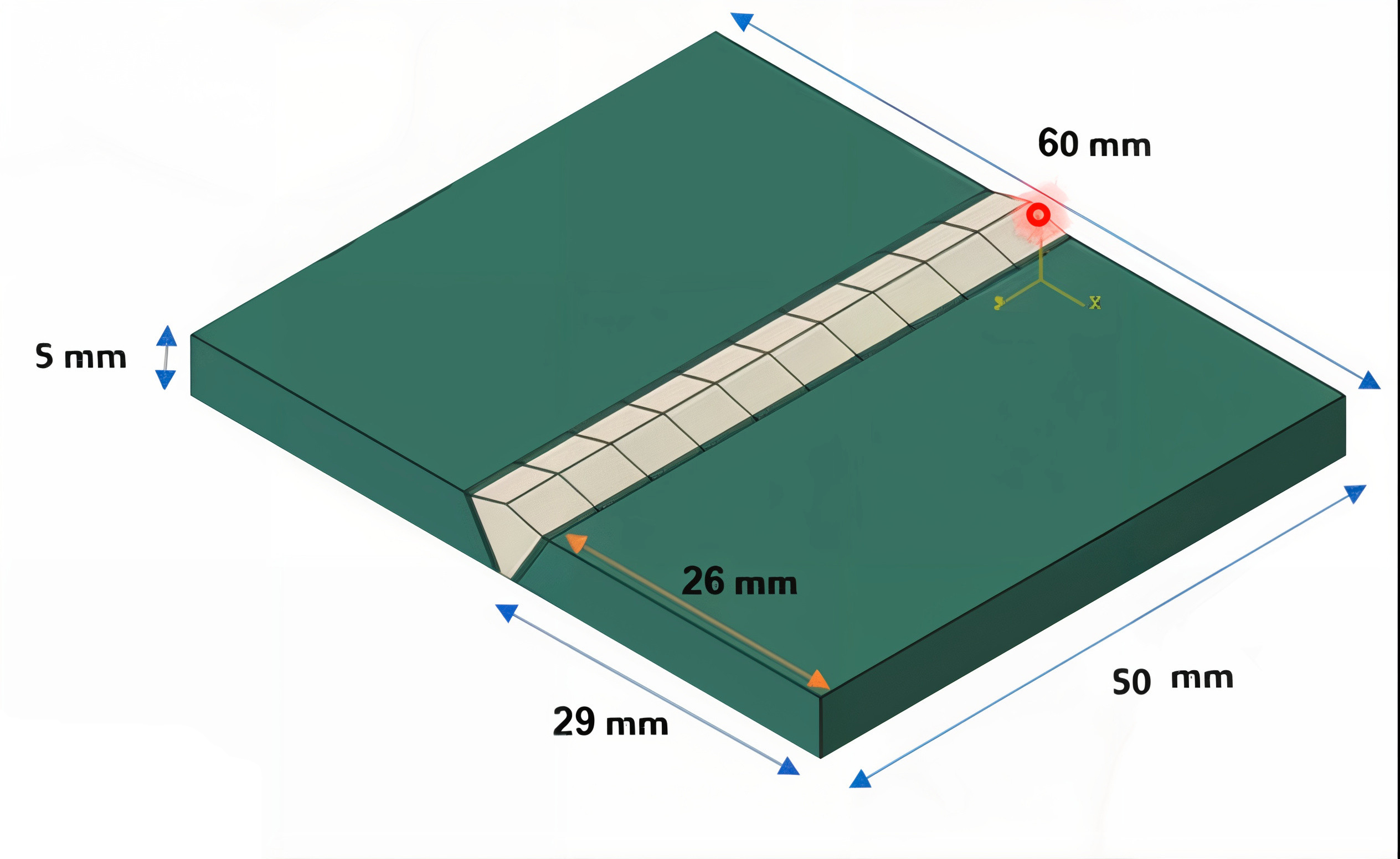 The base of the metal parts and the weld