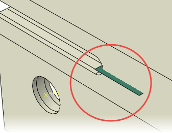 The location of the crack contact with the sample