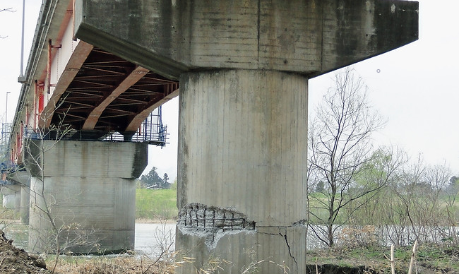 Example of bridge piers that are damaged | Concrete column analysis