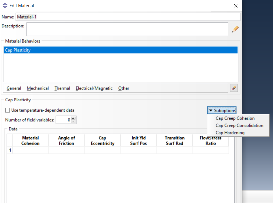 Cap Plasticity model in Abaqus