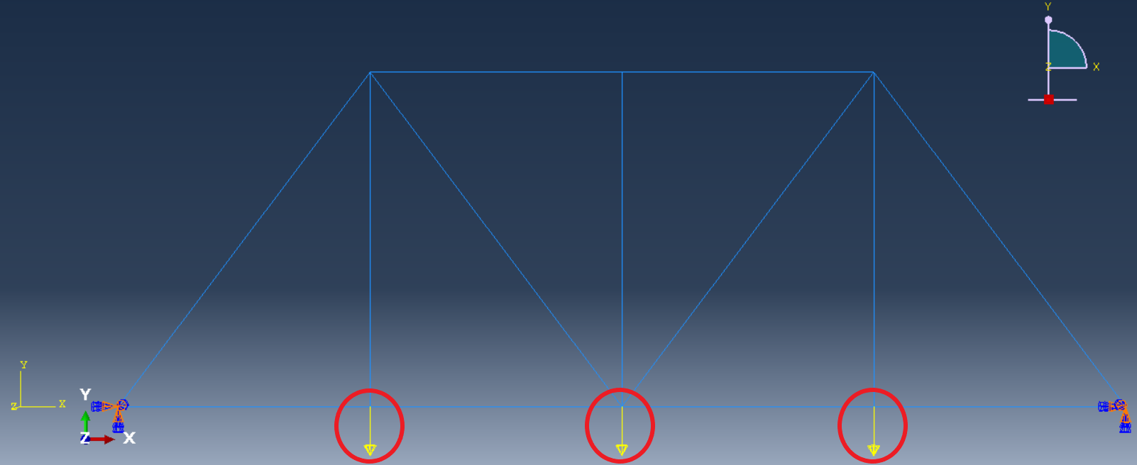 Concentrated force on truss nodes | truss simulation