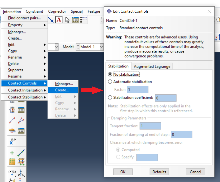 Contact Controls edit window