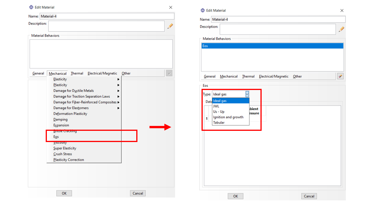 EOS material property in Abaqus