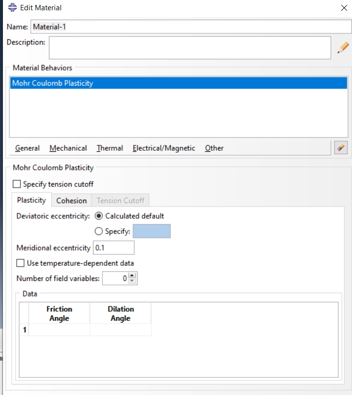 Mohr-Coulomb model in Abaqus
