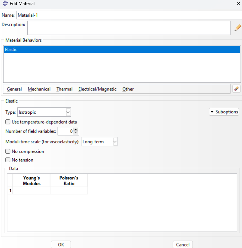 Define linear material in Abaqus